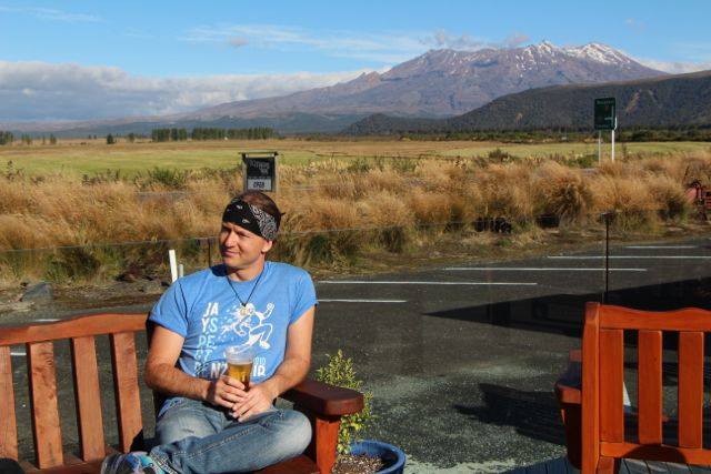 Mike Field in front of Mount Ruapehu, New Zealand - Feb 1, 2014